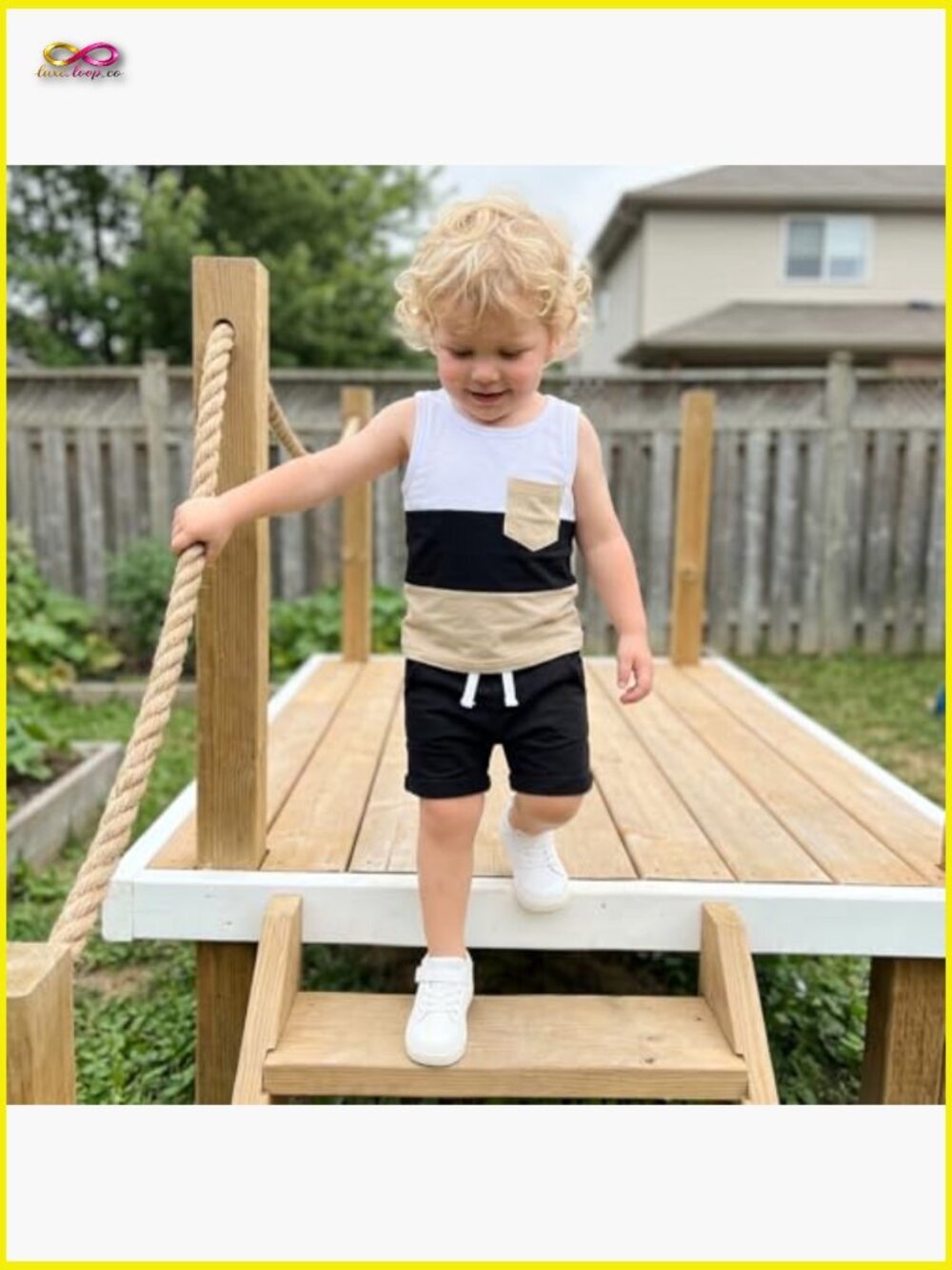 Toddler Boy Sleeveless Tank & Shorts Set Summer Outfit Cotton Blend Soft - Picture 2 of 7